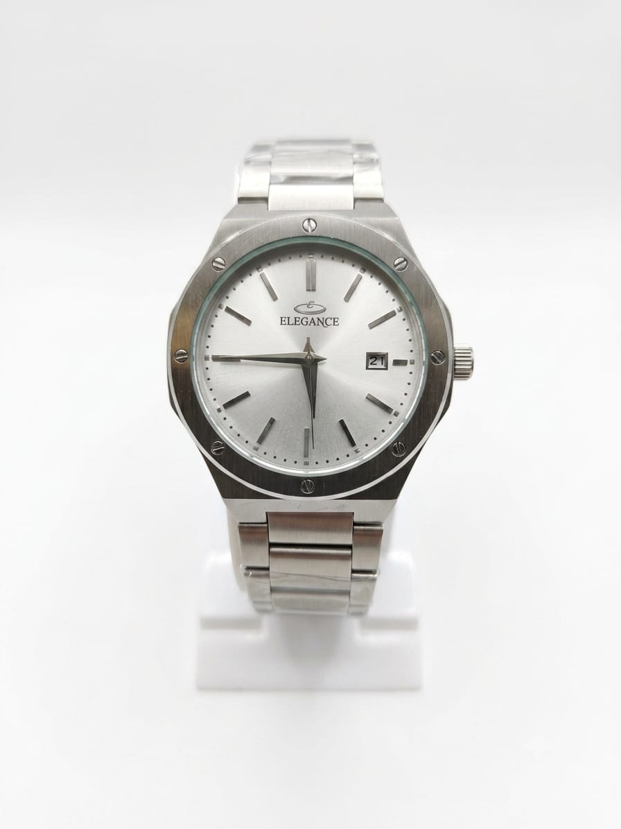 Elegance Silver Dial Stainless Steel Quartz Watch