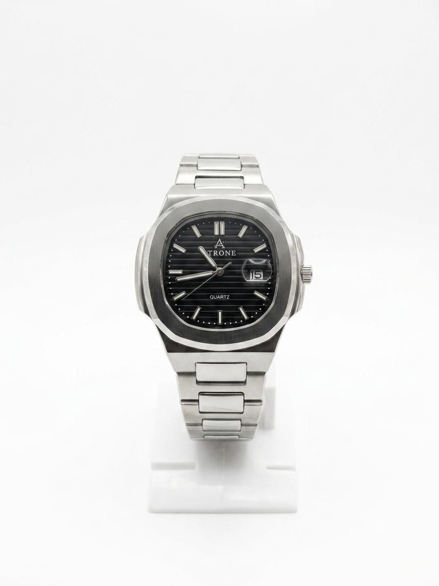 TRONE Black Dial Stainless Steel Quartz Watch